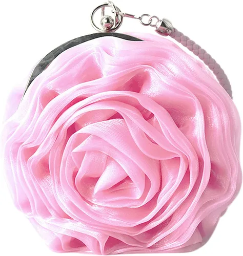 Vista 3 de Buddy - Bolso de mano de satén suave para mujer, con forma de rosa, para boda, fiesta