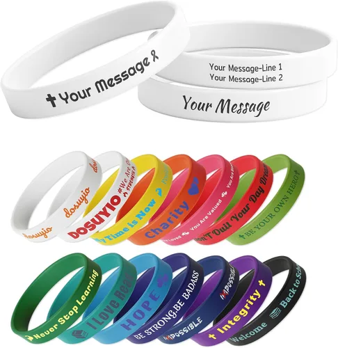 Vista 22 de Custom Rubber Bracelets – 0.5” Wide Personalized Silicone Wristbands for Parties, Awareness, Events & Celebrations