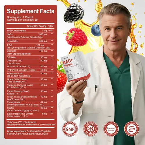 Vista 7 de Totaria Suplemento líquido NAD 16 en 1 de 1500 mg para hombres y mujeres, NAD+ extra fuerte con precursor NMN, resveratrol, PQQ, CoQ10, apoya