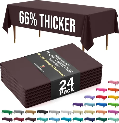 Vista 75 de Exquisite 66% Thicker Premium Plastic Table Cloth Rectangle Table Cover 0.5 Mil 6 Pack Aqua Table Cloth 54 Inch x 108 Inch Disposable Tablecloth