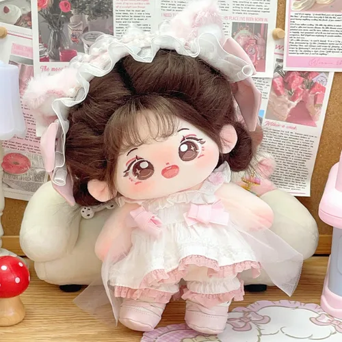 Vista 2 de CALEMBOU Muñeca de peluche - Muñeca de algodón suave y linda de 20 cm de anime kawaii con disfraz de esqueleto y ropa (Chacha)