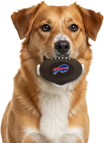 Vista 3 de NFL Buffalo Bills Juguete Dispensador de Premios de Fútbol Americano para Perros y Gatos, Juguete de Pelota de Goma para Mascotas, Juguete