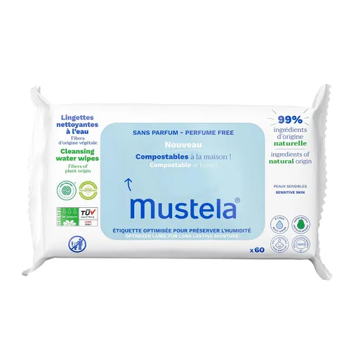 Vista 15 de Mustela Baby Home Toallitas limpiadoras compostables – Para la cara, el cuerpo y el área del pañal – 99% de ingredientes de origen natural y fibras