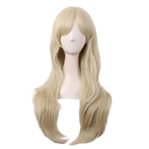 Vista 40 de MapofBeauty - Peluca larga de extremos rizados para cosplay, de 28 pulgadas, para mujer, color Azure Azul celeste