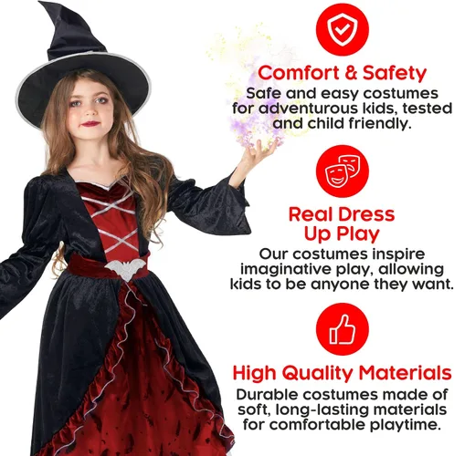 Vista 4 de Morph - Disfraz de bruja para niñas, disfraz de bruja para niñas, disfraz de bruja para niñas - Disfraz de Halloween para niñas