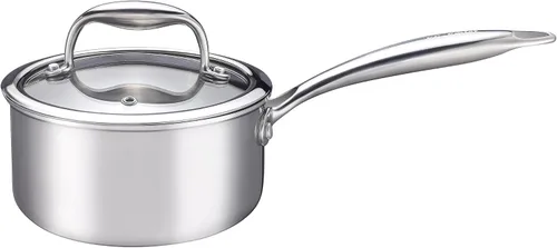Vista 9 de Mini sartén, olla de acero inoxidable de tres capas con mango que se mantiene fresco, salsa térmica y aceite (4 pulgadas/0.12 cuartos de galón)
