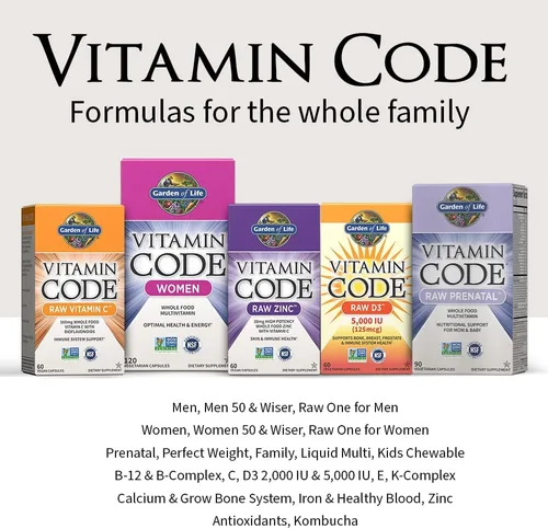 Vista 7 de Garden of Life Multivitamínico para mujeres, hombres y niños de 6 años en adelante, vitamina Code Family Multi - 120 cápsulas vegetarianas