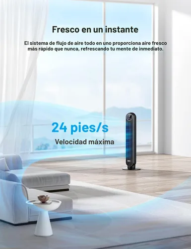 Vista 2 de Paquete de ventilador de torre DREO para dormitorio, ventilador de suelo silencioso Velocity de 25 pies/s, ventiladores oscilantes de 90° con 4