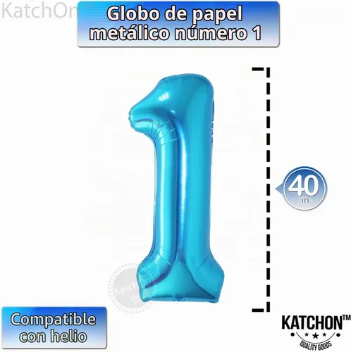 Vista 2 de KatchOn Globo azul del número 1 para decoraciones de primer cumpleaños, 40