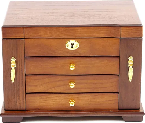 Vista 6 de Eapmic Joyero de madera extra grande de 4 capas, joyero de armario, anillo, collar, caja de almacenamiento de regalo (4 capas, marrón)