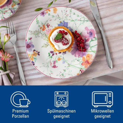 Vista 2 de Villeroy & Boch Mariefleur Basic - Plato de ensalada, 8.25 pulgadas, porcelana premium, blanco/multicolor