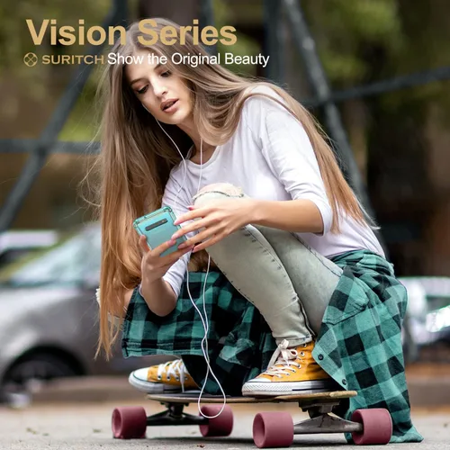 Vista 3 de SURITCH Funda transparente para Samsung Galaxy S10 Plus (solo 6.4 pulgadas), [protector de pantalla integrado] protección de cuerpo completo a Verde