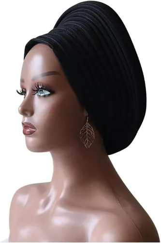 Vista 3 de ADEPAPLUS Handmade African Turban Gele Headwrap (One Size Fits Most Heads), Handmade African Head Wrap, Already Made, Colorful Head Tie For Women