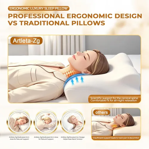 Vista 7 de Almohada cervical cervical para aliviar el dolor, almohada Azul claro