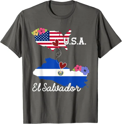 Vista 28 de Camiseta con la bandera salvadoreña de El Salvador de Estados Unidos para mujeres y hombres