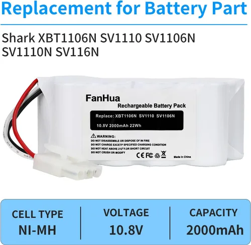 Vista 5 de Batería de repuesto de 10.8 V compatible con Shark XBT1106N SV1110 SV1106N SV1110N SV116N Freestyle Navigator aspiradora inalámbrica