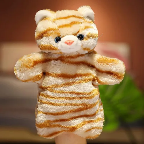 Vista 2 de Tiburones de mano de gato atigrado gatito peluche animales juguetes muñecas para niños imaginativo juego de simulación narración de cuentos
