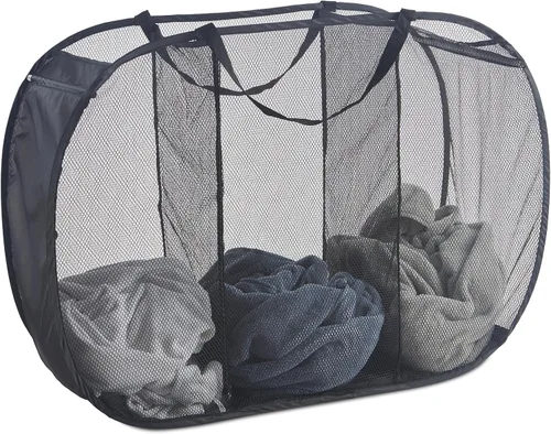 Vista 16 de Cesta de lavandería emergente de malla Seiritex 115L, cesta de lavandería plegable de gran capacidad extra, cesta de almacenamiento de ropa plegable