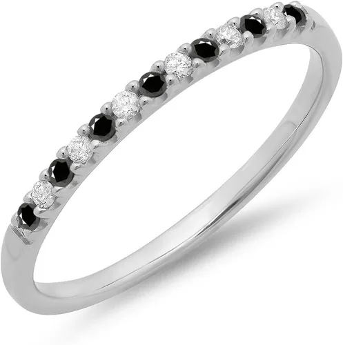 Vista 12 de Dazzlingrock Collection Anillo apilable de boda con piedras preciosas y diamantes de 14 quilates, oro blanco