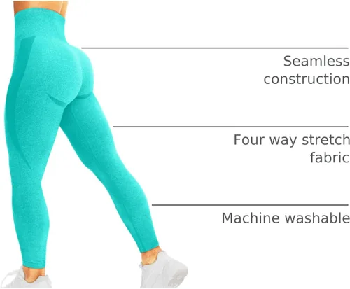 Vista 157 de HIGORUN - Leggings sin costuras para mujer, moldeadores, con diseño gráfico de sonrisas, de cintura alta, para el gimnasio, yoga o hacer ejercicio