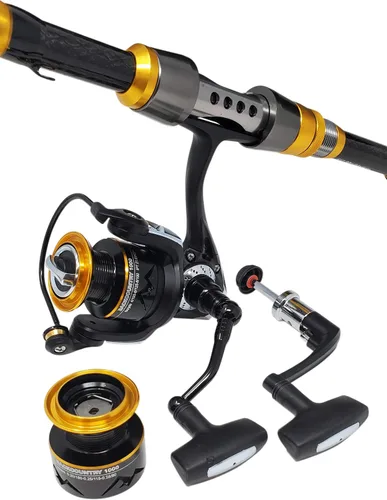 Vista 6 de High Altitude Brands Bastón de pesca telescópico portátil ligero, estuche y disponible con carrete giratorio, motocicleta, automóvil, senderismo