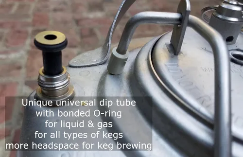 Vista 4 de FLOTit 2.0 con tubo de inmersión de gas Max Headroom y una herramienta GANCHO. Tubo de inmersión flotante sin cerveza con DFI para una cerveza
