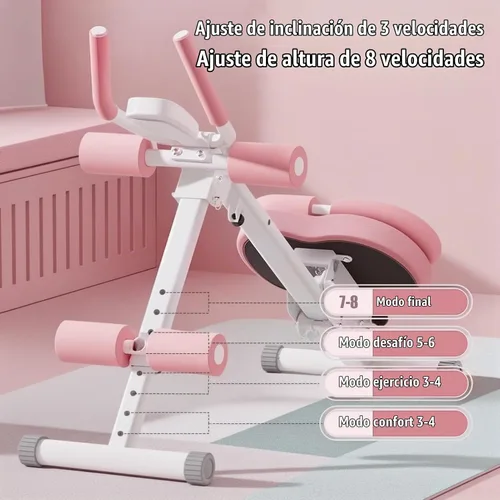 Vista 4 de Máquina de abdominales, equipo de entrenamiento abdominal, máquina de entrenamiento abdominal ajustable de 5 niveles con pantalla LCD, equipo de Rosa