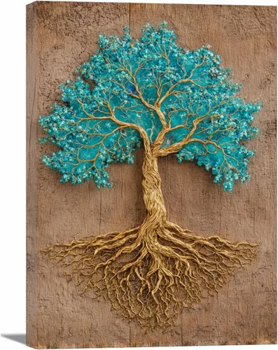 Vista 33 de VOCBAN Naturaleza árbol de la vida imágenes abstractas lienzo pintura grande moderno lienzo arte de pared árboles coloridos sala de estar decoración