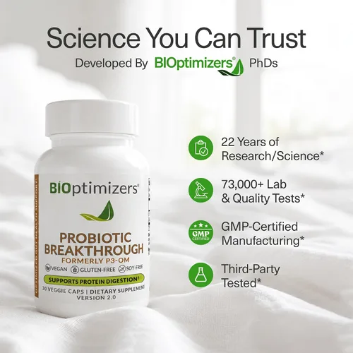 Vista 6 de BIOptimizers Probiotic Breakthrough, apoyo intestinal y digestivo, 30