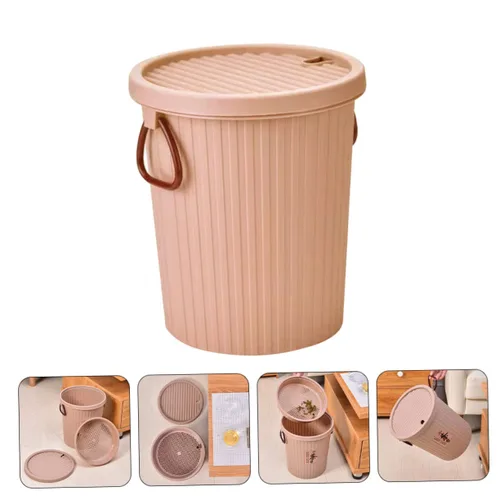 Vista 7 de LIFKOME Cubo de basura de escritorio, 8L, marrón claro, plástico