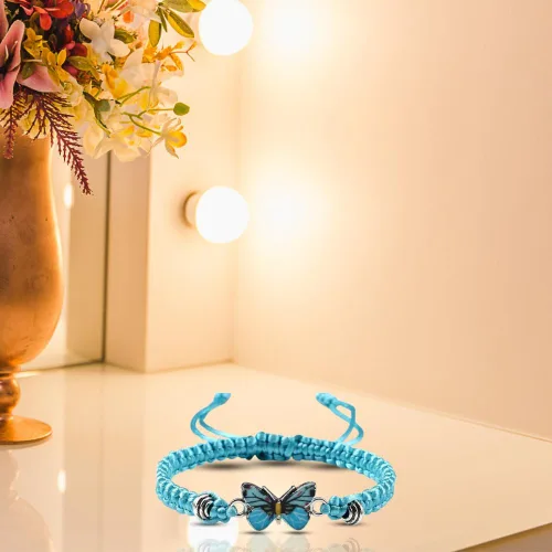 Vista 9 de Pulsera de mariposa para mujeres, adolescentes y niñas, delicada y bonita, pulsera trenzada de mariposa, ajustable, regalo para mejores amigas