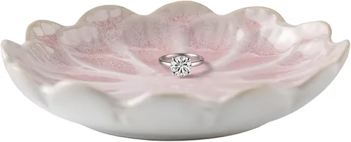 Vista 4 de Lotus - Bandeja de cerámica para joyas, pequeño soporte para anillos de joyería, plato organizador, para padres, hija, amigos, hermana, regalos