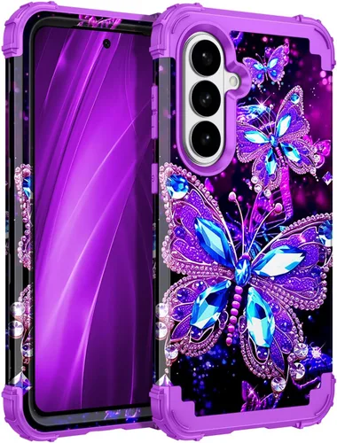 Vista 55 de Miqala Funda para Galaxy S21 FE 5G, brilla en la oscuridad, tres capas, resistente, protección a prueba de golpes, parachoques de plástico