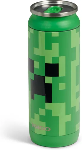 Vista 3 de Igloo MineCraft Creeper - Botella de hidratación de acero inoxidable de 16 onzas, botella de agua aislada, taza de viaje reutilizable