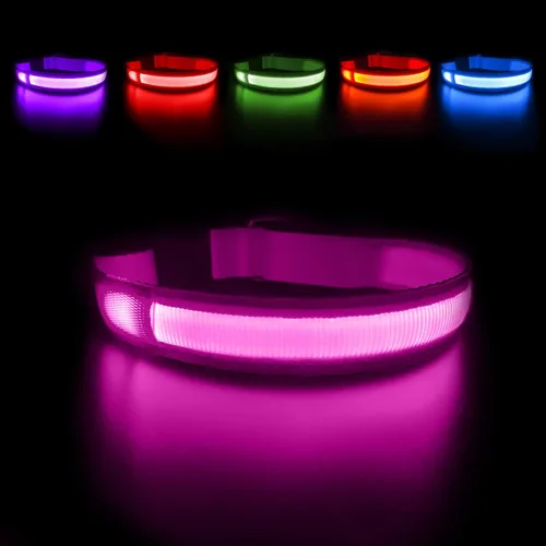 Vista 11 de MASBRILL Collares de perro con luz LED, collar de perro recargable iluminado resistente al agua, para caminar por la noche, collares para perros