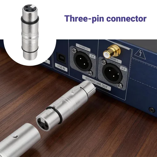 Vista 6 de Paquete de 2 adaptadores XLR hembra a hembra de 3 pines para micrófono cambiador de género XLR