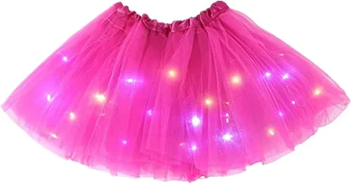 Vista 18 de Faldas de tutú LED para mujer, falda de tul con capas para baile de ballet, faldas iluminadas para disfraz de fiesta