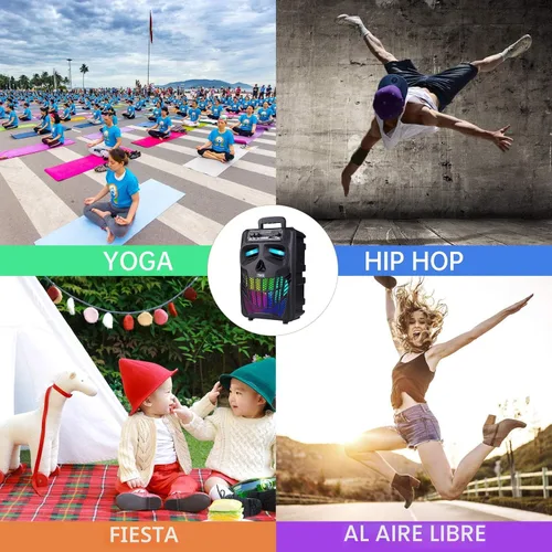 Vista 7 de E I F E R Altavoces Bluetooth Cool Skull, Altavoz Portátil Inalámbrico, Compatible con Smartphones y Tablets, Adecuado para Hogar, Jardín, Fiesta