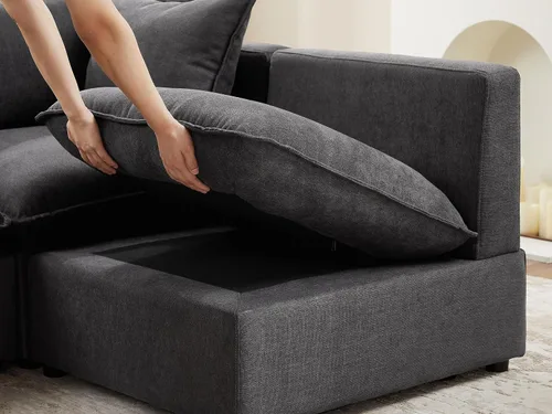 Vista 4 de VANOMi Sofá modular seccional, sofá de nube de asiento profundo, cojines ultra cómodos, tapicería suave, funda extraíble, 2 plazas para sala de estar