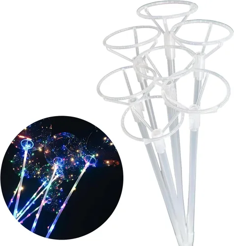 Vista 7 de Juego de 36 palos grandes de 16.92 pulgadas para globos transparentes con copas, soportes largos reutilizables para globos de 10 a 30 pulgadas