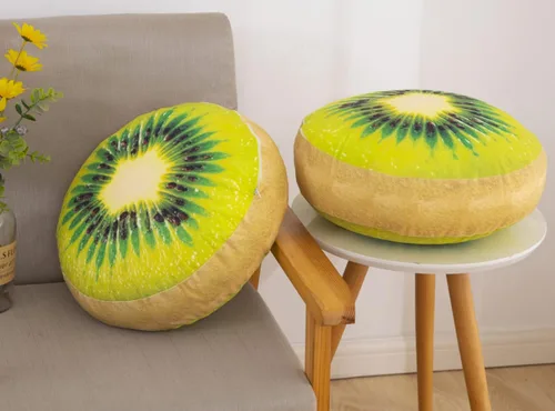 Vista 2 de Cojín de fruta Cojín redondo grueso Cojín reposacabezas (13.7 pulgadas, kiwi)