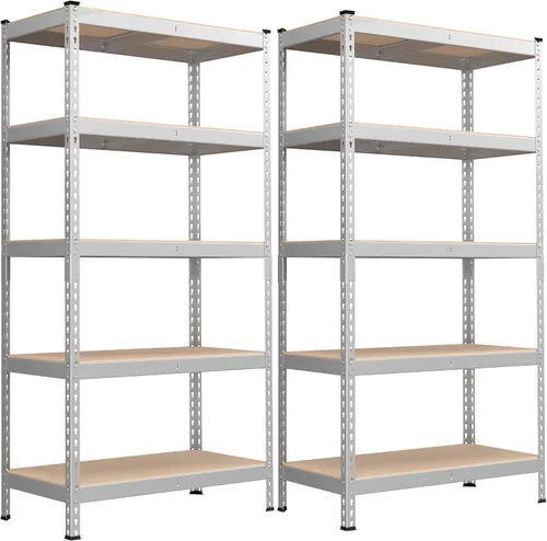 Vista 16 de SONGMICS - Estantería de almacenamiento de 5 niveles, capacidad de carga 2310 lb, juego de 2 para garaje, ensamblaje sin tornillos, estante Gris