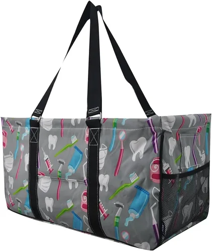 Vista 72 de NGIL Bolsa de comestibles reutilizable extra grande plegable de gran tamaño para comestibles, almacenamiento, picnic, playa, Estampado de vaca