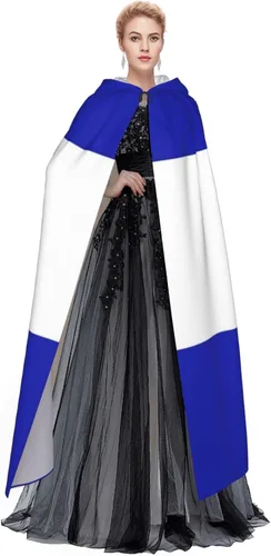 Vista 3 de Capa de bata con capucha para adultos para fiestas de Halloween, Navidad, bandera de El Salvador, disfraz de vampiro con sombrero negro, Negro