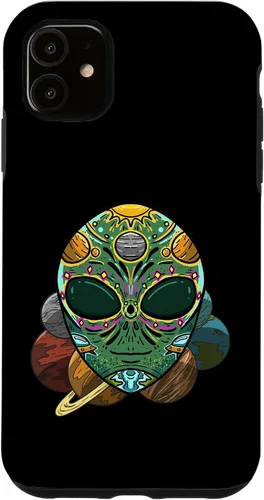 Vista 5 de Funda de regalo para iPhone 14 Alien Sugar Skull Galaxy Retro ET Dia De Los Muertos