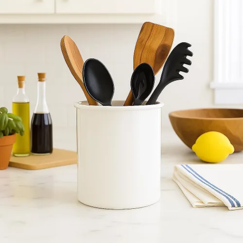 Vista 7 de Reston Lloyd Utensilios multiusos extra grande para – Soporte de herramientas de cocina de plástico sin BPA para encimera, camping, RV, escritorio