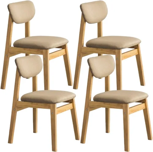 Vista 20 de YVYKFZD Dining Chairs Set, Solid Wood Kitchen Chairs, Upholstered Dining Room Chair with Curved Backrest, Living Room Chair with Removable Fabric