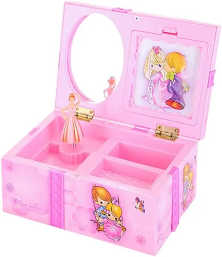 Vista 2 de BESPORTBLE Caja de música musical bailarina caja de almacenamiento joyería de mesa caja de almacenamiento organizador caja de melodía Wind Up