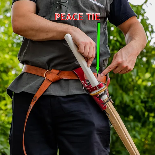 Vista 69 de Armory Replicas™ - Rana espada de cuero hecha a mano – Disfraz medieval LARP hebilla ajustable y cinturón de arma con cable soporte