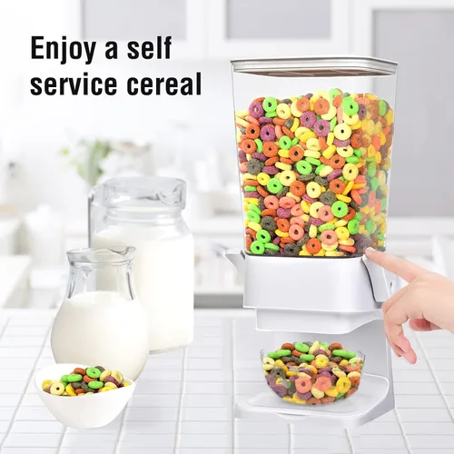 Vista 5 de Dispensador de cereales para encimera, contenedores grandes de almacenamiento de cereales, dispensador para despensa, dispensador de alimentos secos